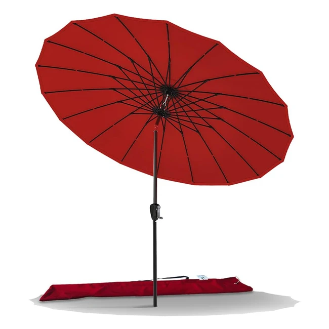 Vounot Shanghai Sonnenschirm 270 cm rund mit Kurbelvorrichtung neigbarer Sonnenschutz UV-Schutz Balkon-Schirm Garten-Schirm Marktschirm mit Schutzhülle rot