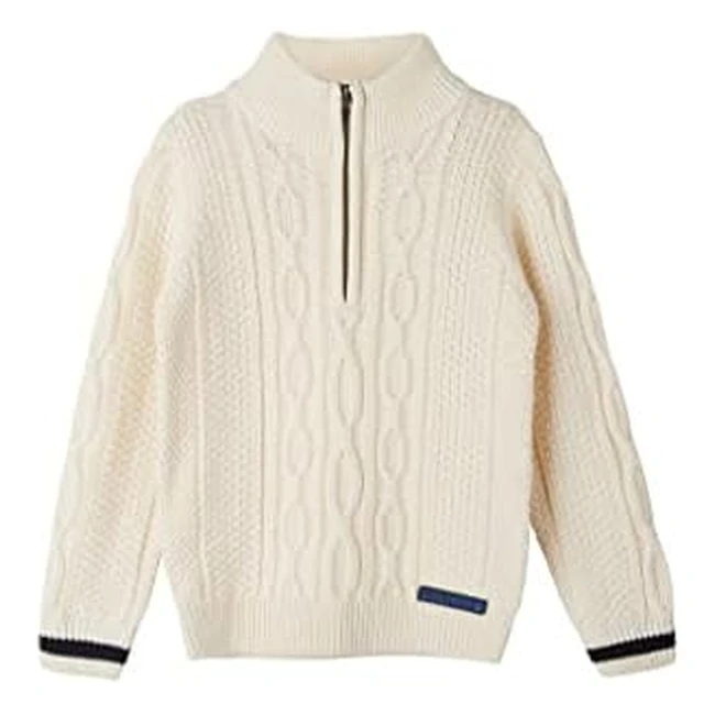 sOliver Junior Jungen Pullover grauwei 104110 - Langarm Reiverschluss wei