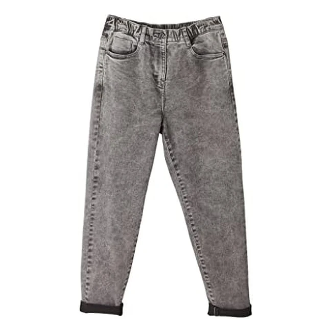 Esprit Mädchen Jeans Mom Fit Grau Denim 152 - Hoher Bund, Verdeckter Reißverschluss, Knopfverschluss