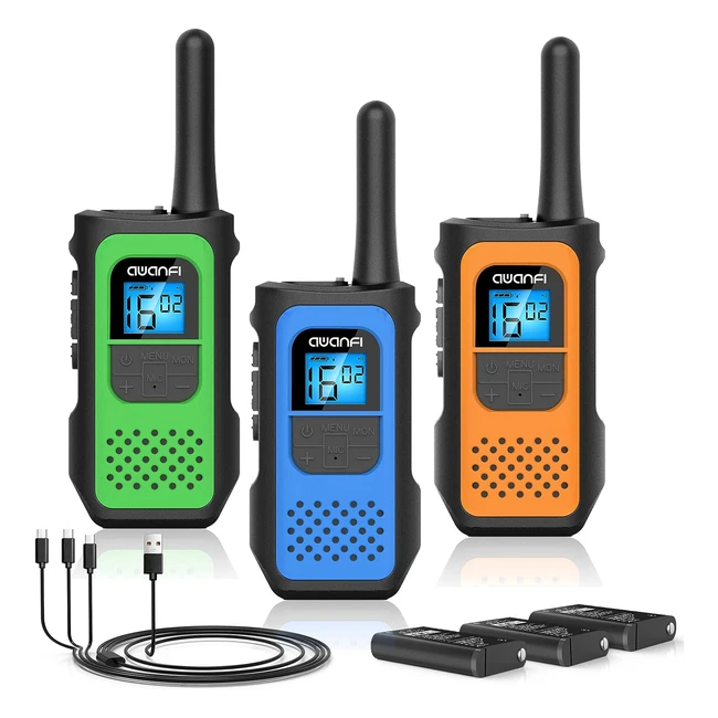 Talkie Walkie Rechargeable Enfants/Adultes - Awanfi - 3 Pièces - Longue Portée - Vox - Mise à Jour 2023