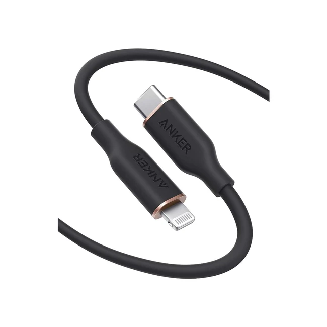 Câble Anker PowerLine III Flow USB-C vers Lightning pour iPhone 12 Pro Max, 11 Pro, XS/XR/8 Plus, AirPods Pro - Certifié MFi, Power Delivery, Gel de Silice Noir