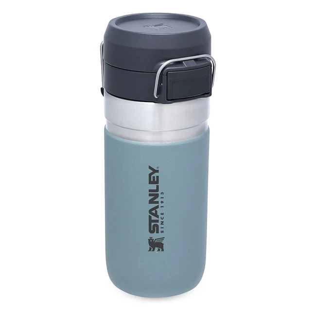 Stanley Quick Flip 674305 Edelstahl-Wasserflasche mit Vakuumisolierung in Blau 473 ml