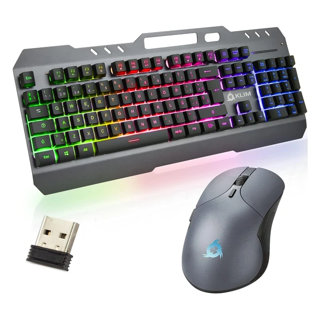 KLIM Unity Teclado y Ratón Gaming Inalámbrico - Nuevo 2023 - Sensación Mecánica - Resistente Metal - Gran Batería - Retroiluminado