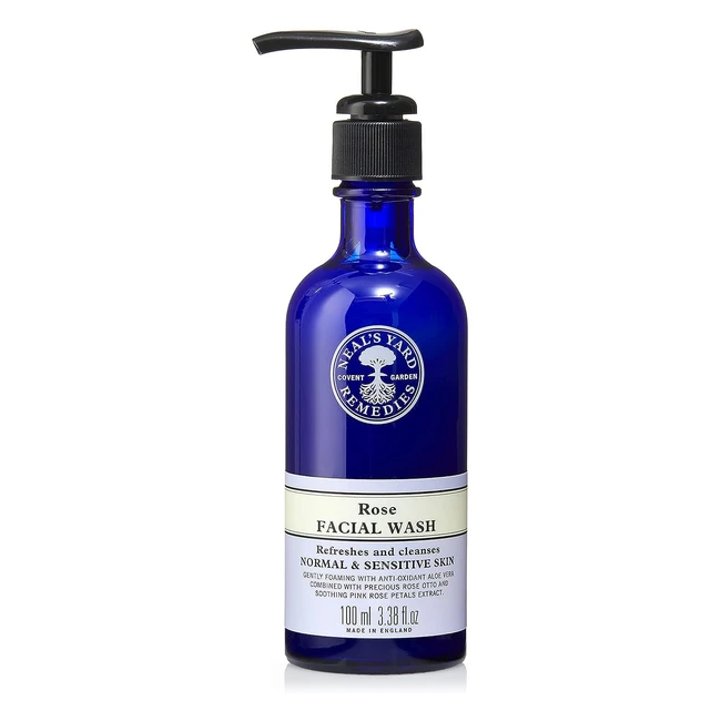Neal's Yard Remedies Rose Facial Wash - Antioxidants, Aloe Vera, Rose Petal Extracts - Vegan - 100ml