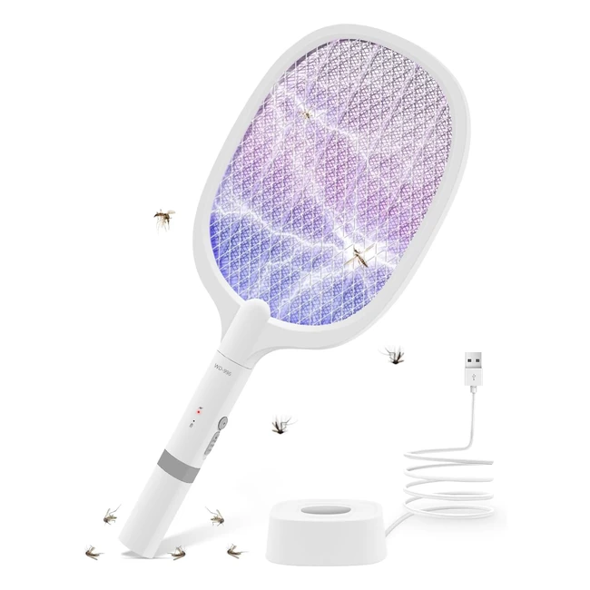 Raquette lectrique insectes AOKKR 3000V 2 en 1 - USB rechargeable