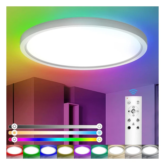 Plafonnier LED Dimmable 24W8W Rétroéclairage RGB 3300lm 3000K-6500K