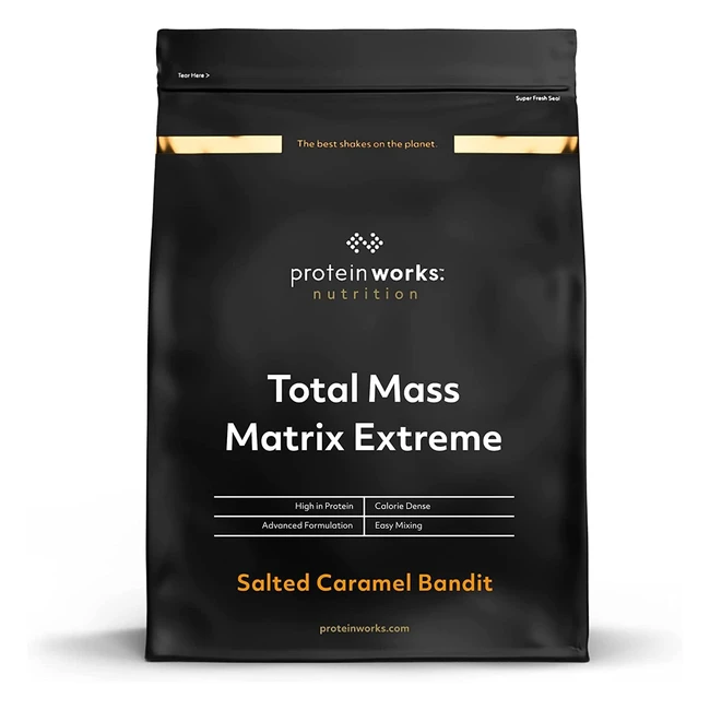 Protein Works Matrix Massa Totale Extreme - Frullato di Proteine in Polvere Ipercalorico - Aumenta di Peso - Caramello Salato Intenso