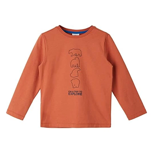 sOliver Junior Jungen Langarmshirt Orange 104110 - Baumwolle Knopfverschluss