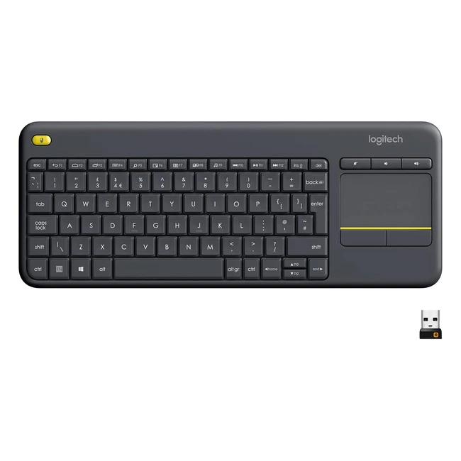 Logitech K400 Plus Wireless Touch TV Keyboard - Easy Media Control - Built-in Touchpad - HTPC Keyboard - QWERTY UK English Layout - Black
