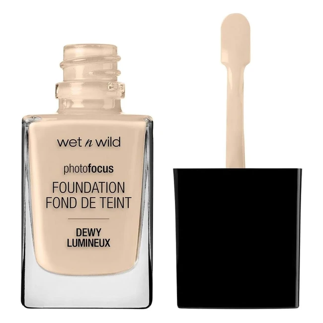 wet n wild Photo Focus Foundation - Dewy Weightless Foundation with Nourishing Formula - Buildable Coverage - Normal to Dry Skin - Vegan - Nude Ivory