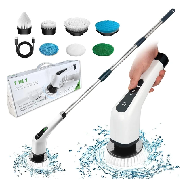 Spazzola rotante per pulizia elettrica Fari Electric Spin Scrubber con 7 teste - Bagno, Cucina, Piastrelle, Vasca, Pavimenti