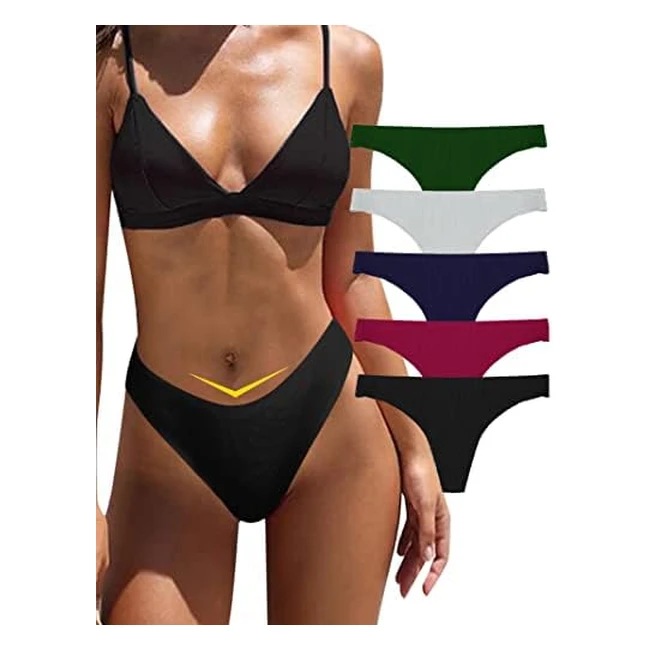 String thong femme Seryero, lot de 5, taille basse, invisible, culottes de sport
