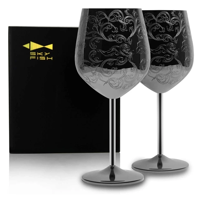 Ensemble de 2 verres  vin rouge Sky Fish en acier inoxydable 500ml - Plaqus 