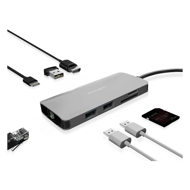 Station d'accueil mobile Kensington UH1400P, USB-C 8en1, 85W, Ultra HD 4K