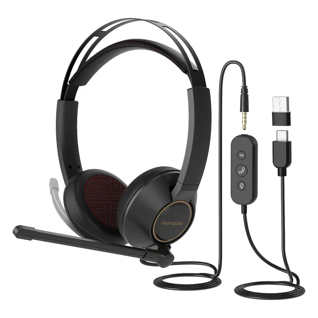 Casque filaire Nuroum HP11DU avec micro antibruit et connexion USB/Type-C 3.5mm