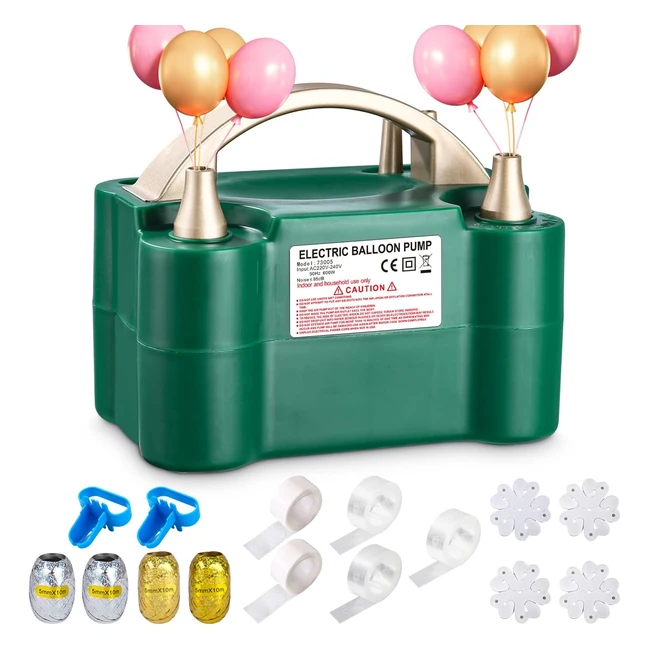 Pompe à ballon électrique 600W Birshe - Gonfleur ballon électrique avec double buse - Accessoires pour arches de ballons - Mariage, anniversaire, décoration de Noël