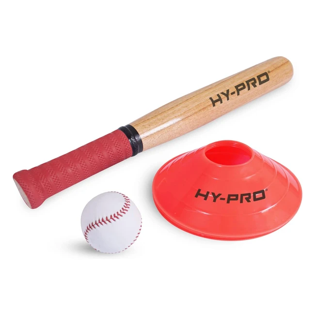 Hypro Baseball Softball Rounders Play Set | 18inch Wooden Bat, Ball, Cones & Carry Bag