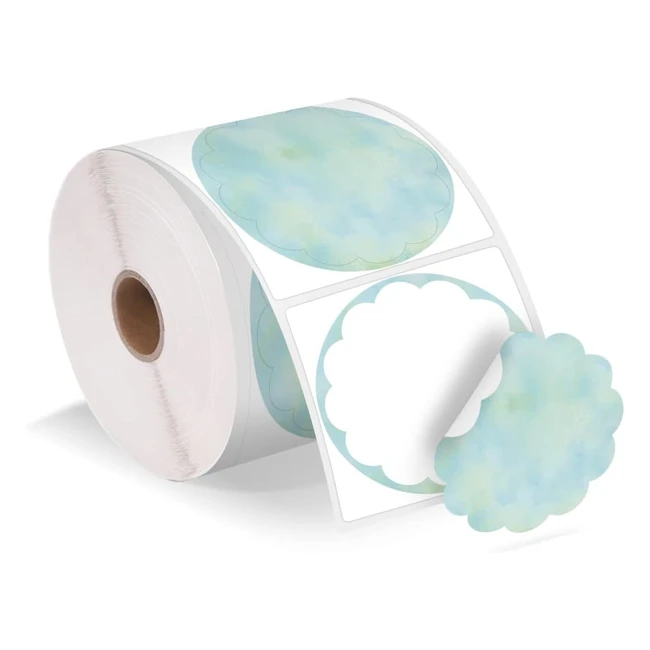 Phomemo 2 Etichette Termiche Ondulate Autoadesivi per Fiori - Logo, Nome, Prezzo, Indirizzo, QR Code - 500 Etichette Bluverde Gradiente