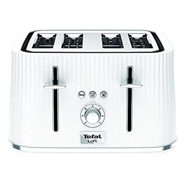 Tefal Loft TT760140 4-Slot Toaster - White, 1700W - Fast Toasting, Custom Browning, Stylish Design