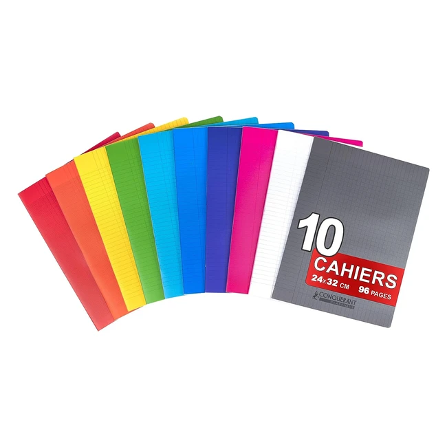 Lot de 10 cahiers agrafés 24x32cm grands carreaux Seys 96 pages 90g