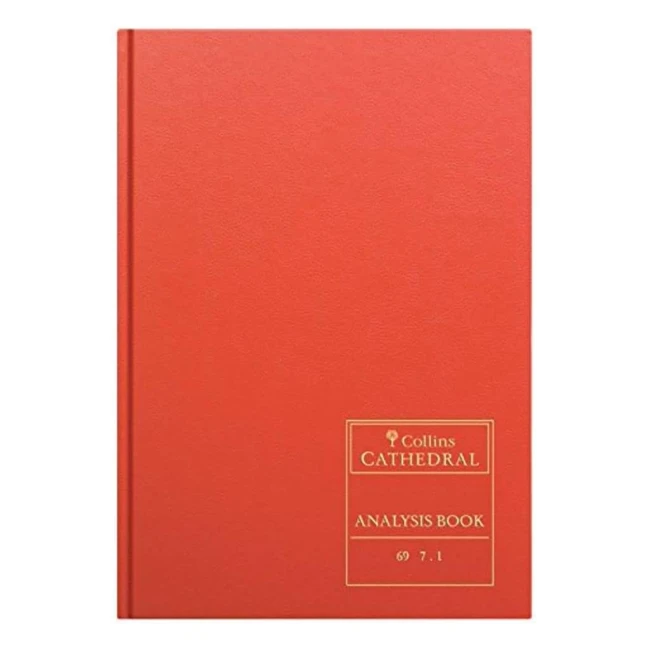 Collins Debden Ltd 060378 69 Series Cathedral A4 Analysis Book - 7 Cash Columns - 96 Pages - Red