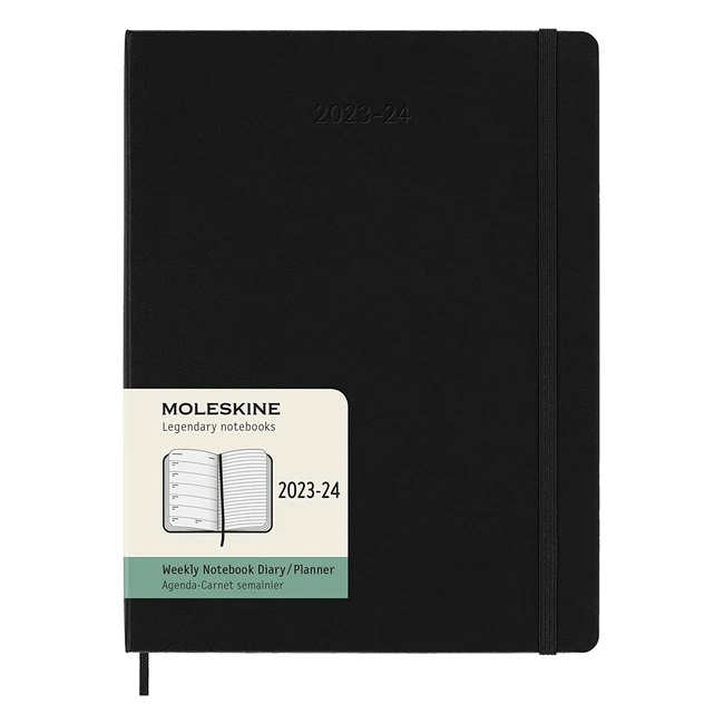 Moleskine Weekly Planner 2023-2024 | Academic Diary | Extra Large 19x25 cm | Black