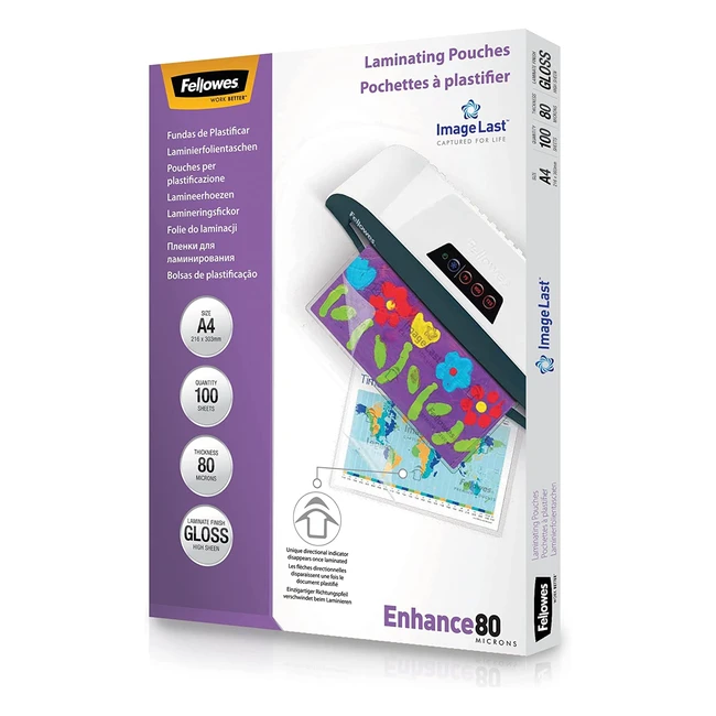 Fellowes A4 Laminating Pouches - Gloss Finish - 100 Sheets - High Quality - Idea