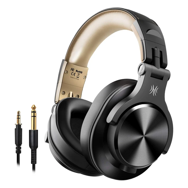 OneOdio Casque Bluetooth Sans Fil BT52 - Réduction de bruit CVC 80 - Confortable et Pliable - Noir/Or