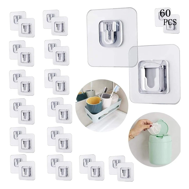 Ganchos adhesivos de pared doble cara - Reutilizables y sin costuras