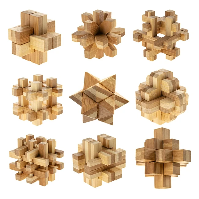 Set Rompicapo Legno 3D - Gioco Intelligenza Classico - Regalo per Adulti e Bambini
