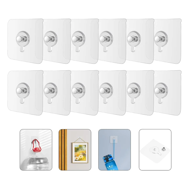 Ganchos Adhesivos Flintronic - 12 Ganchos Ultrafuertes para Colgar Marcos de Fotos sin Perforaciones