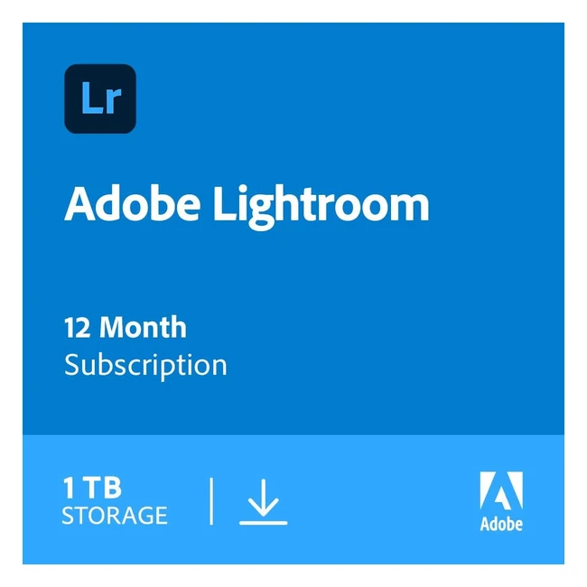 Adobe Lightroom 1TB 1 Year PC/Mac Download - Full Flexibility, Powerful Editing, 1TB Storage