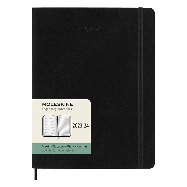Moleskine Wochenplaner 2023-2024, 18 Monate Kalender, Softcover, XL Format 19x25 cm, Schwarz