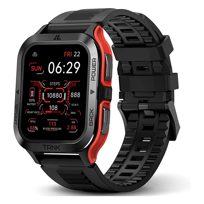 Montre connectée Kospet homme femme 50m étanche militaire - Bluetooth - Autonomie longue durée - 70 modes sport - Tracker d'activité - Grand écran 185 - Sommeil - Fréquence cardiaque - SPO2 - iOS Android