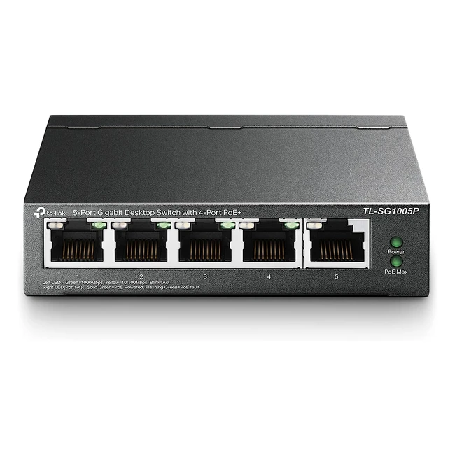 Switch TP-Link TL-SG1005P V2 - 5 ports Gigabit, 4 ports PoE, 65W, installation facile