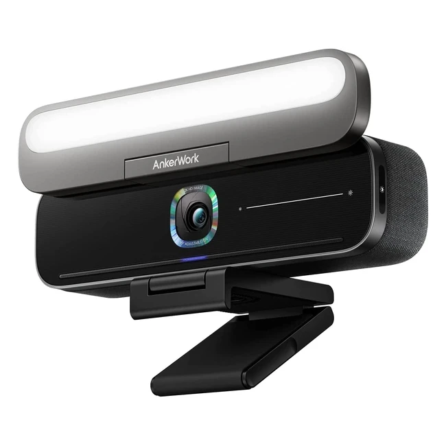 Ankerwork B600 Videobar Webcam mit Licht | 2K Kamera | Geräuschunterdrückung | 4 eingebaute Mikrofone