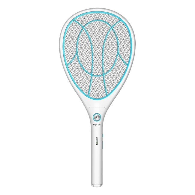 Raqueta Matamoscas Mosquito Eléctrica 3000V - Interior/Exterior - USB Recargable