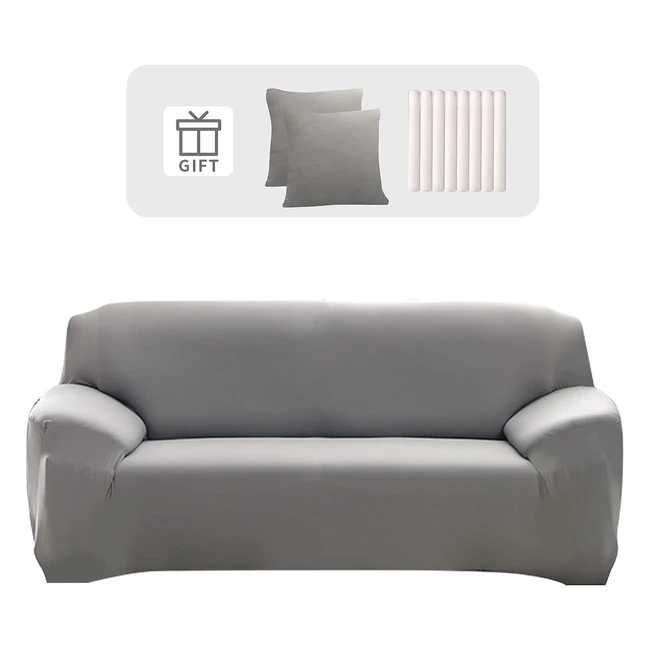 Funda Sofá Elástica 2 Plazas - Protector Universal con Fundas de Cojín - Ajustable y Antideslizante - Lavable - Decorativa - Gris