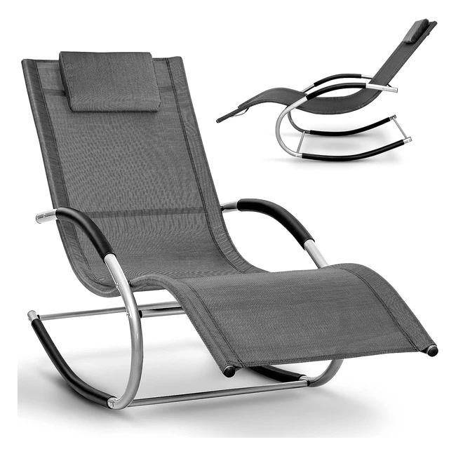Tillvex Gartenliege klappbar, wetterfest, Schaukelliege, 150 kg Tragkraft, anthrazitgrau