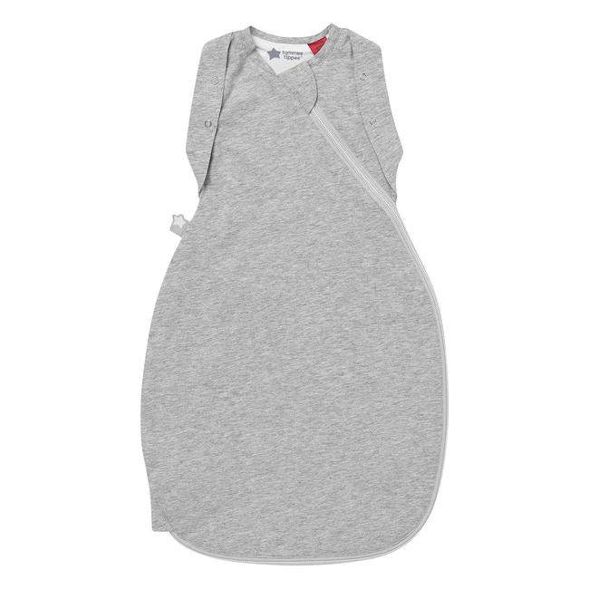Tommee Tippee Baby Sleeping Bag for Newborns - OriginalGrobag Swaddle Bag - Hip-Healthy Design - Soft Cotton-Rich Fabric - 0-3m - 1.0 Tog - Sky Grey Marl