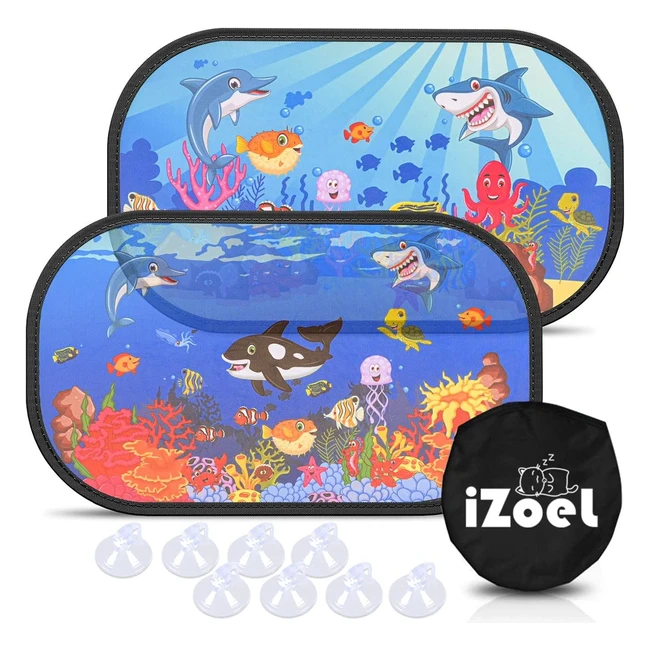 Parasole Auto per Bambini Izoel - Protezione Solare e UV - 2 Pezzi - 8 Ventose -