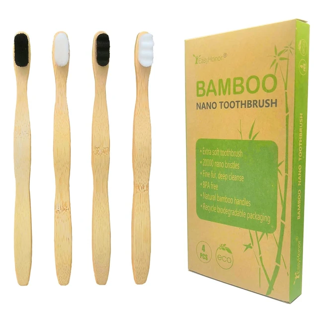 EasyHonor Extra Soft Toothbrush - Biodegradable Bamboo - Micronano Ultra Soft - 