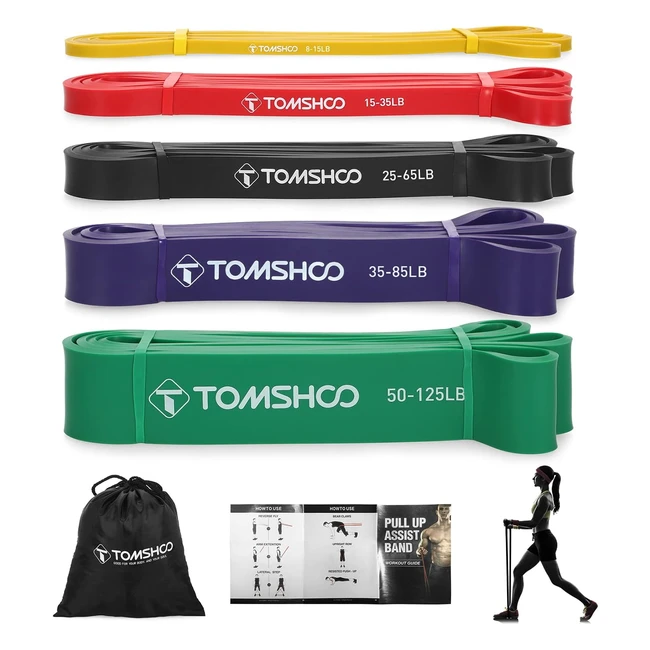 Tomshoo Bande di Resistenza Fitness 5pcs - Lattice Naturale - Allenamento Forza