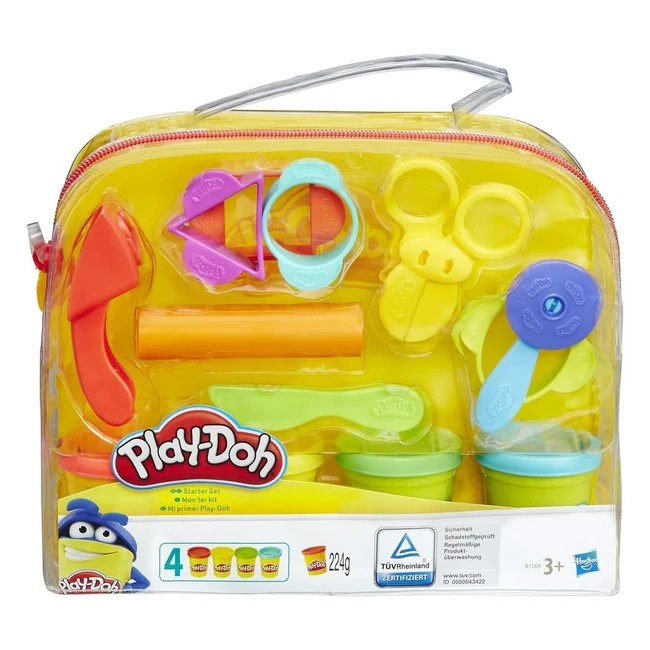 Play-Doh Starter Set - 9 Werkzeuge 4 Dosen Knete - Kreativset fr unterwegs