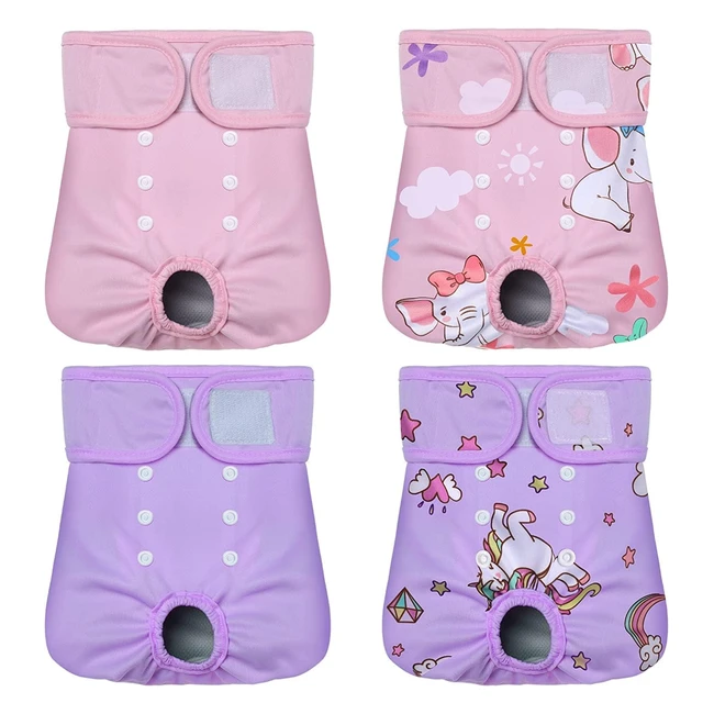 Pañales para perro hembra reutilizables - Pack de 4 - Absorbentes y transpirables