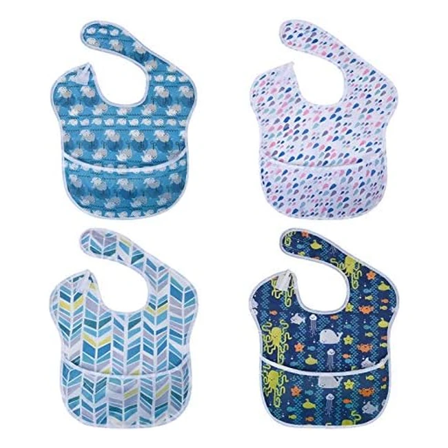 Bavaglini con Maniche Vicloon - 4 Pezzi - Impermeabili - 6 Mesi a 3 Anni