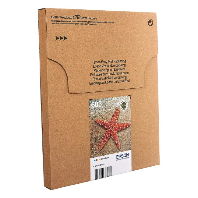 Epson 603 Starfish Genuine Multipack - Ecofriendly Packaging - 3 Colours Ink Cartridges