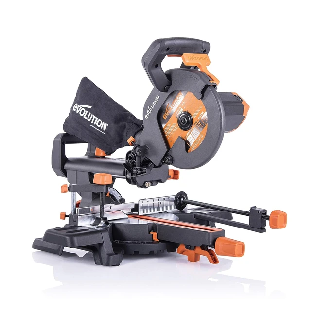 Ingletadora deslizante Evolution Power Tools R210SMS, corta acero, aluminio, madera y más