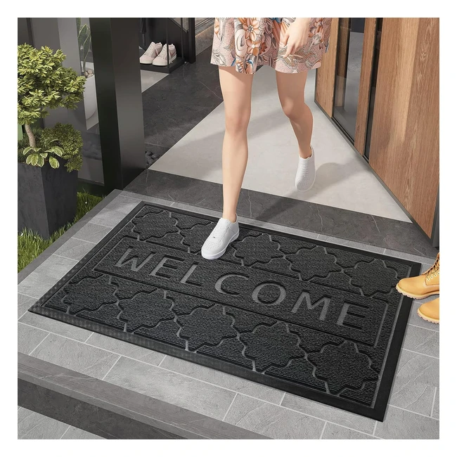 Paillasson extérieur gris foncé 45x75cm - Anti-poussière et imperméable - Pour entrée, chambre, balcon, jardin