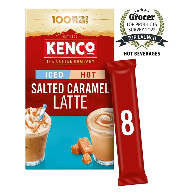 Kenco Iced Hot Salted Caramel Latte Sachets x8 - Pack of 5 - Total 40 Sachets